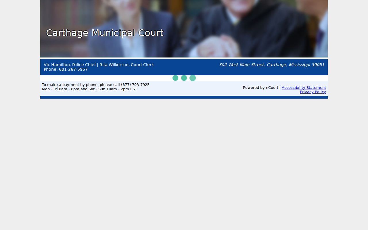 Carthage court records citation payment vendor screen