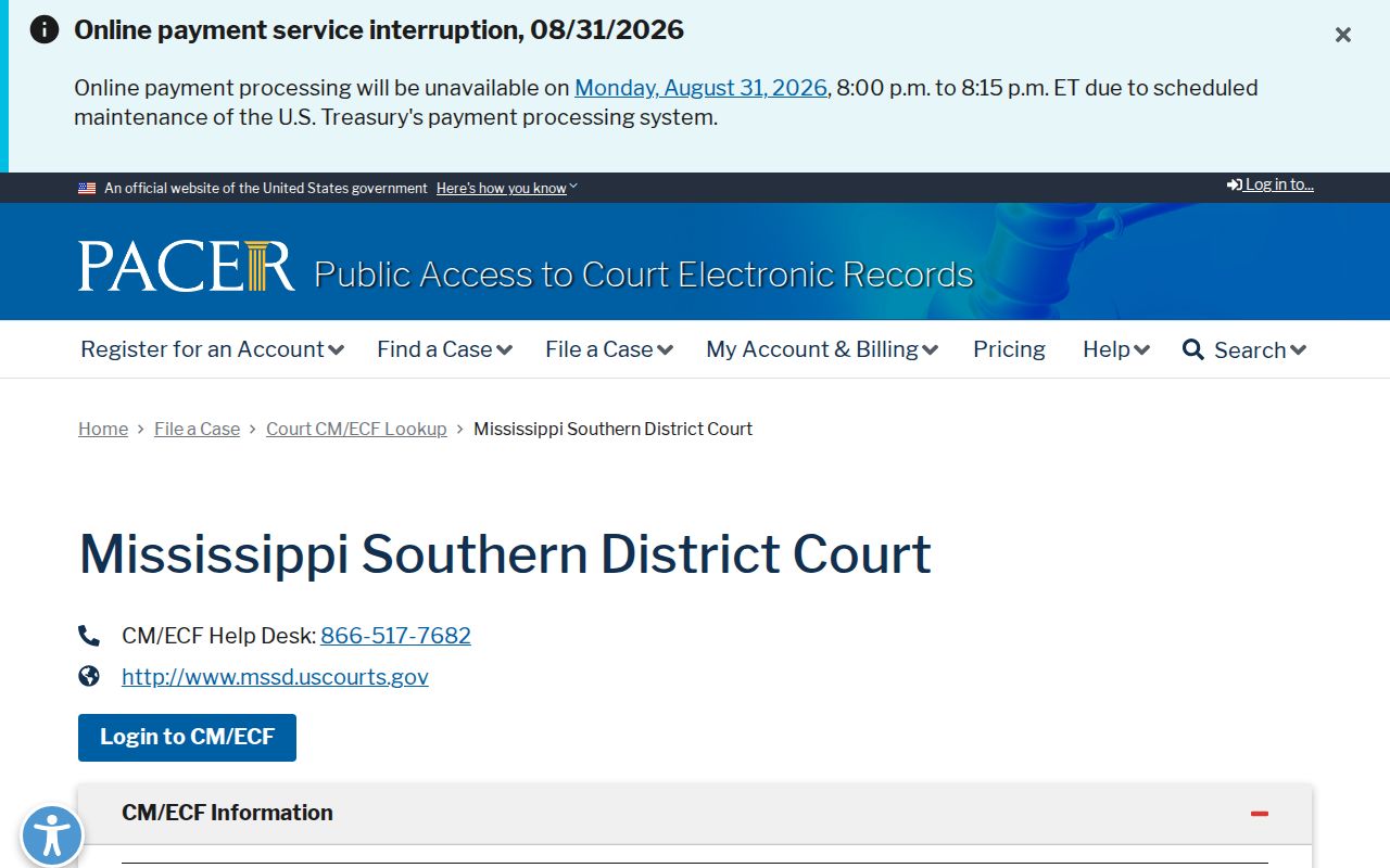 Leake County case search federal PACER court lookup