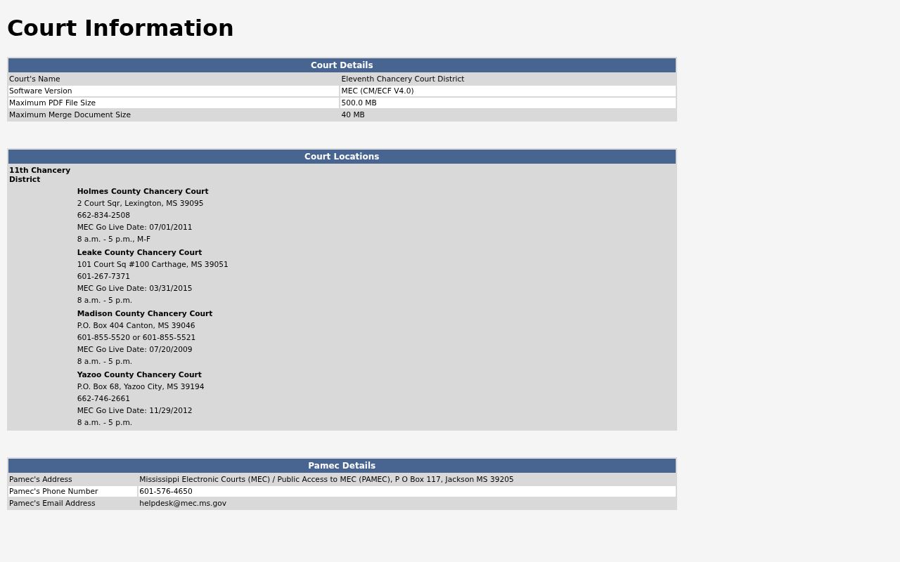 Leake County civil court dockets image of Chancery MEC flags and protected-case labels
