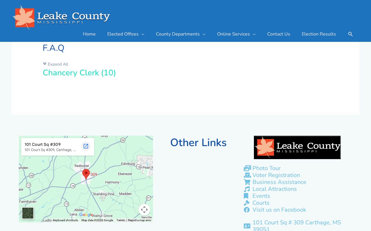 Leake County civil court dockets image of the no-online-deed-search notice
