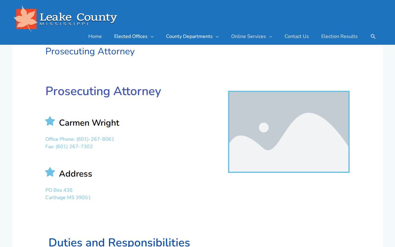 Leake County criminal court dockets image of the County Prosecuting Attorney role page