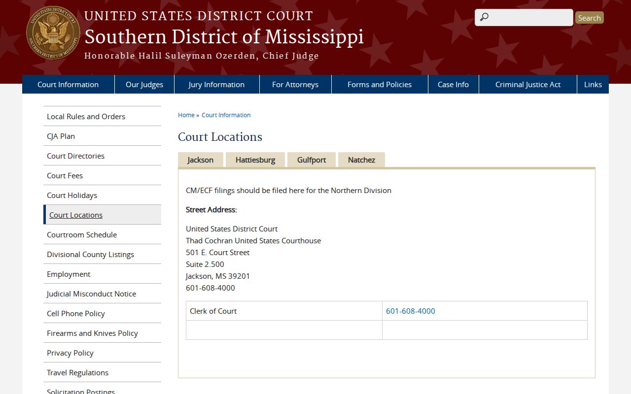 Leake County court docket federal court location reference
